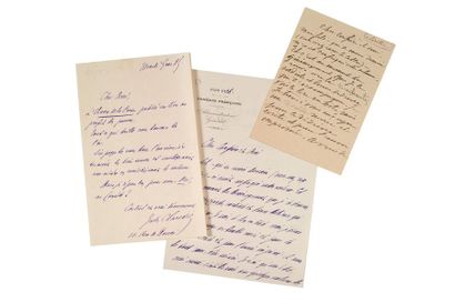 CLARETIE Jules (1840-1913) Deux lettres autographes signées
S.l., 1902, 3 pages in-12...
