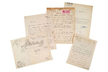 COCTEAU Jean (1889-1963) Cinq lettres autographes signées à son éditeur
Delamain...
