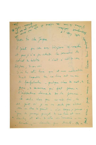 COCTEAU Jean (1889-1963) Lettre autographe signée adressée à Jacques CHARDONNE S.l.,...