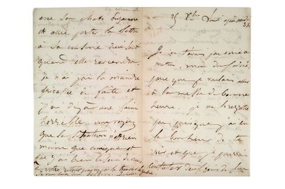 DROUET JULIETTE (1806-1883) Lettre autographe signée à Victor HUGO S.l.n.d., 4 pages...
