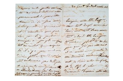 DROUET JULIETTE (1806-1883) Lettre autographe signée adressée à Victor HUGO S.l.,...
