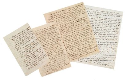 FLAUBERT Gustave (1821-1880) Exceptionnelle réunion de quatre lettres autographes...
