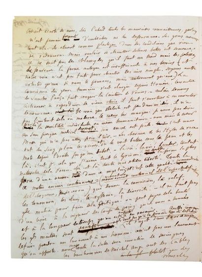 FLAUBERT Gustave (1821-1880) Lettre autographe signée «Ton...» adressée à sa maîtresse...