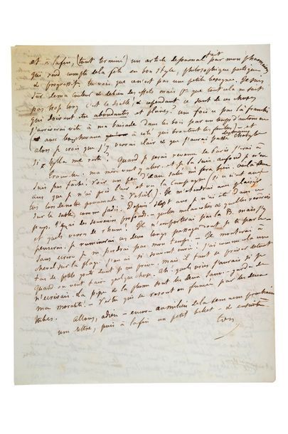 FLAUBERT Gustave (1821-1880) Lettre autographe signée «Ton...» adressée à sa maîtresse...