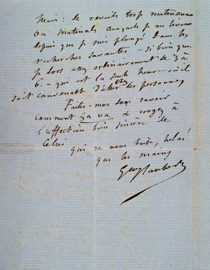 FLAUBERT Gustave (1821-1880) Lettre autographe signée adressée à Apollonie SABATIER...