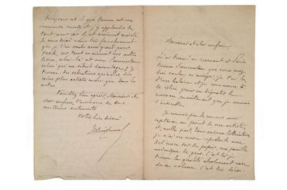 HUYSMANS JORIS-KARL (1848-1907) Lettre autographe signée adressée à Alphonse DAUDET...