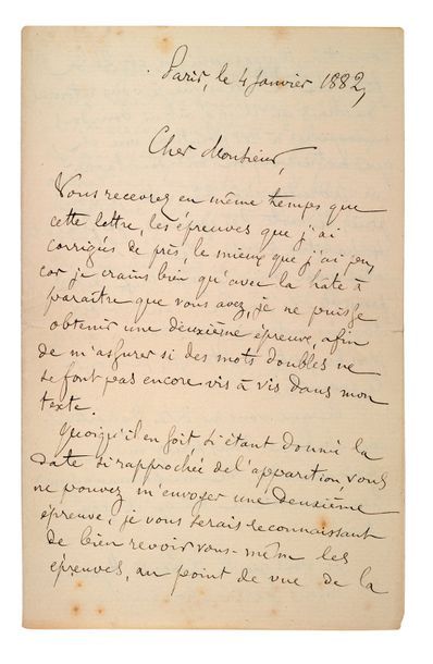 HUYSMANS JORIS-KARL (1848-1907) Lettre autographe signée adressée [à Henry KISTEMAECKERS]
Paris,...