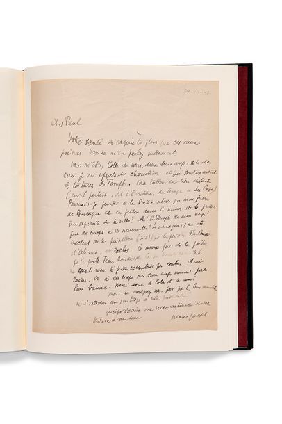 JACOB Max (1876-1944) Correspondance autographe adressée à Paul ÉLUARD avec lettre...