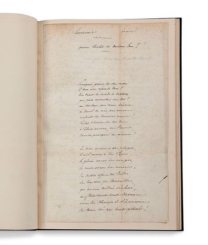 LAMARTINE Alphonse de (1790-1869) Réunion de trois poèmes autographes
Reliure janséniste...