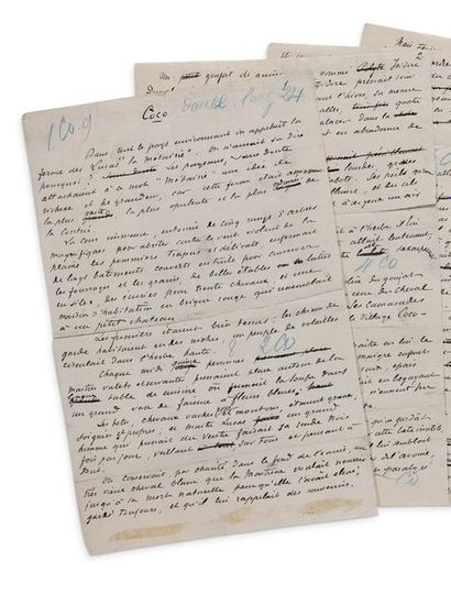 MAUPASSANT GUY (1850-1893) Coco, manuscrit autographe signé
S.l., [1883], 5 pages...