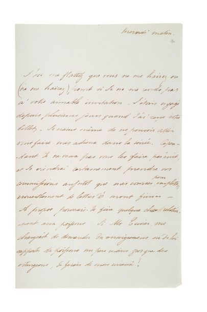 MéRIMéE Prosper (1803-1870) Lettre autographe adressée à Sophie DUVAUCEL S.l.n.d.,...