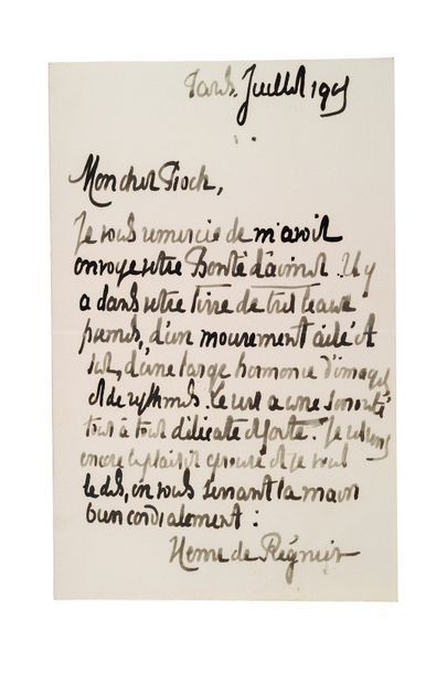 RÉGNIER HENRI DE (1864-1936) Lettre autographe signée à Georges PIOCH Paris, juillet...