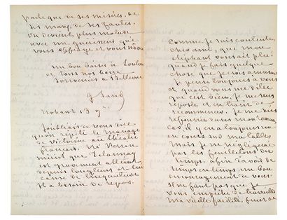 SAND George (1804-1876) Lettre autographe signée [à CHARLES-EDMOND, directeur du...