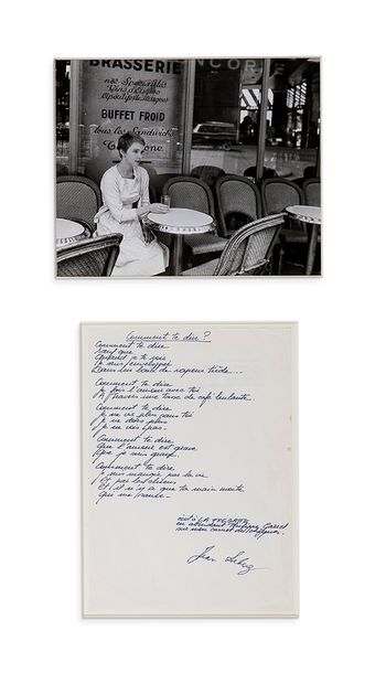 SEBERG JEAN (1938-1979) Comment te dire, poème autographe signé
Vers 1975, 1 page...
