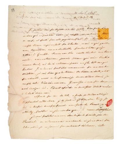 STENDHAL, BEYLE HENRI DIT (1783-1842) Lettre autographe adressée à sa soeur
Pauline...