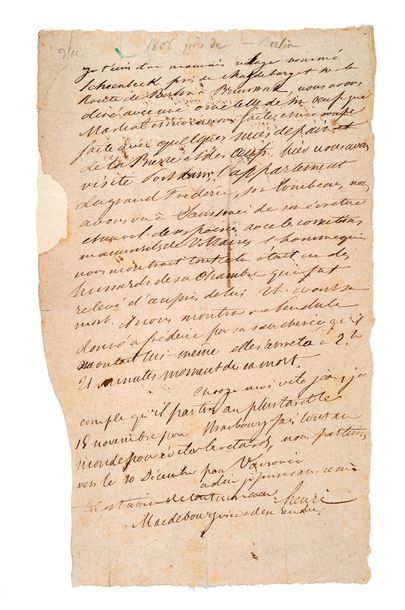 STENDHAL, BEYLE HENRI DIT (1783-1842) Lettre autographe signée «Henri» adressée à...
