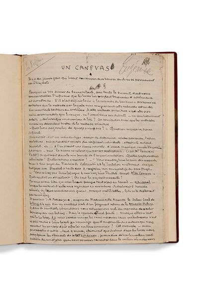 TINAN Jean de (1874-1898) Un canevas, manuscrit autographe signé
S.d., 6 pages in-4...