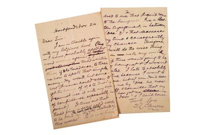 TWAIN MARK, CLEMENS SAMUEL DIT (1835-1910) Lettre autographe signée «S. Clemens»...