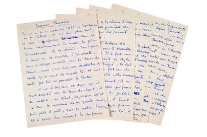 VIAN Boris (1920-1959) Maurice Chevalier, manuscrit autographe [Septembre 1957],...