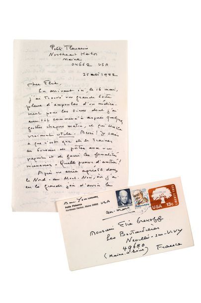 YOURCENAR Marguerite (1903-1987) Lettre autographe signée au peintre Élie GREKOFF...