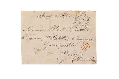 null 26 SEPTEMBRE 1870

Enveloppe en franchise avec mention manuscrite « Armée du...