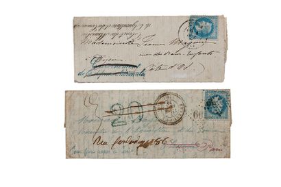 null RÉUNION DE DEUX LETTRES

1er OCTOBRE 1870 - 20c lauré obl. càd TOURS 1 OCT....