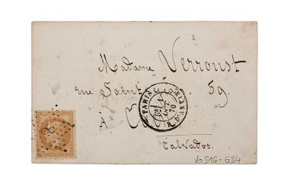 null 1ER OCTOBRE 1870

10c lauré obl. étoile 8 Paris R. d'Antin 6e/1er OCT. 70. Carte...