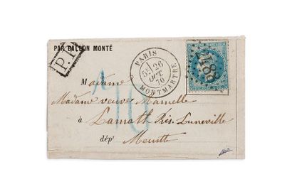 null 26 OCTOBRE 1870

20c lauré obl. GC 2488 càd Paris Montmartre sur formule imprimée...