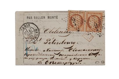 null RUSSIE - 17 NOVEMBRE 1870

40c Siège paire obl. étoile 9 Paris R. Montaigne...
