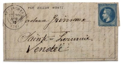 null 20 NOVEMBRE 1870

20c lauré (n'appartenant pas à la lettre) sur DÉPÊCHE-BALLON...
