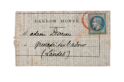 null 10 DÉCEMBRE 1870

20c lauré obl. càd rouge PARIS (SC) 10 DEC. 70. Lettre-journal...