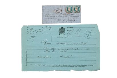 null ÎLE DE JERSEY - 13 JANVIER 1871

2 ex. 20c Siège un timbre défaut dans un angle...