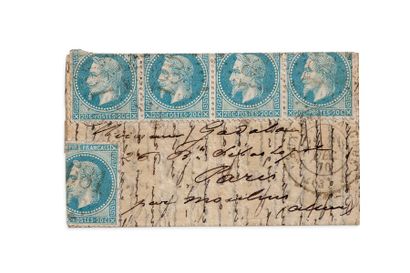 null 31 DECEMBRE 1870

20c lauré bande de quatre + 1 exemplaire (2 timbres déf.)...