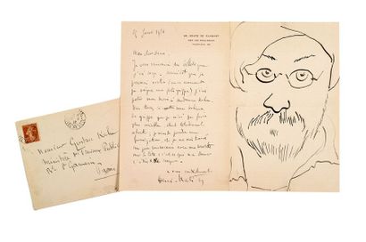 MATISSE HENRI (1869-1954). L.A.S. «Henri-Matisse» avec DESSIN, Issy-les-Moulineaux...