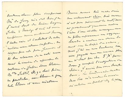 MORISOT BERTHE (1841-1895). L.A.S. «B. Manet», [été 1892?], à sa nièce Paule GOBILLARD;...