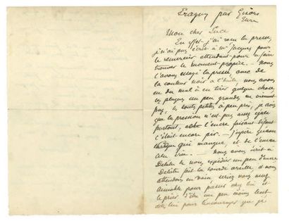 PISSARRO CAMILLE (1831-1903). L.A.S. «C. Pissarro», Éragny par Gisors (Eure) [avril...