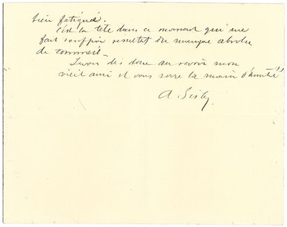 SISLEY ALFRED (1839-1899). L.A.S. «A. Sisley», Moret-sur-Loing 9 novembre 1898, à...