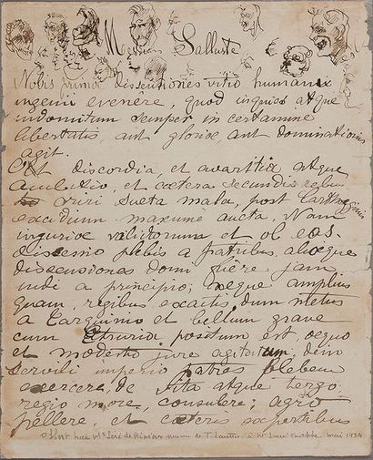 TOULOUSE-LAUTREC HENRI DE (1864-1901). MANUSCRIT autographe avec DESSINS à la plume,...