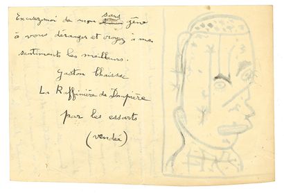 CHAISSAC GASTON (1910-1964). L.A.S. «Gaston Chaissac» avec DESSIN, «La Raffinière...