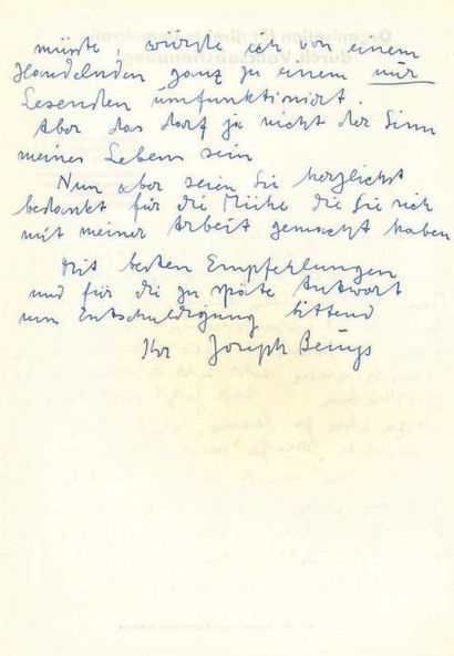 BEUYS JOSEPH (1921-1986). L.A.S. «Joseph Beuys», Düsseldorf 1er juin 1972, à Alois...