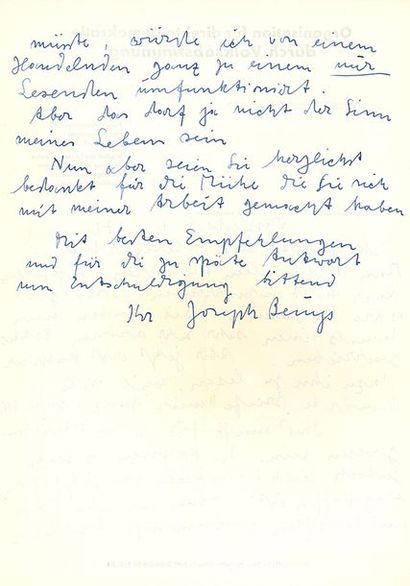 BEUYS JOSEPH (1921-1986). L.A.S. «Joseph Beuys», Düsseldorf 1er juin 1972, à Alois...