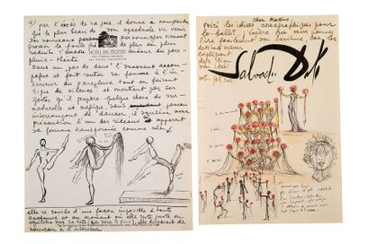 DALI Salvador (1904-1989). L.A.S. «Salvador Dali» et une lettre dictée à sa femme...