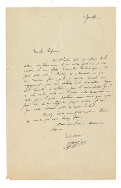 GAUGUIN PAUL (1848-1903). L.A.S. «P. Gauguin» 3 juin 1882, à Camille PISSARRO; 1...
