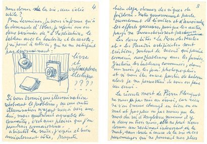 MAGRITTE RENÉ (1898-1967). L.A.S. «Magritte» avec DESSIN, 26 mars [1952, à son ami...