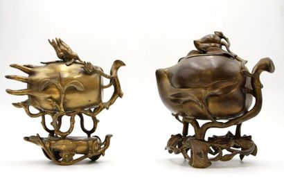null Indochine, XIXème siècle



Ensemble de 2 brûles-parfums en bronze doré avec...