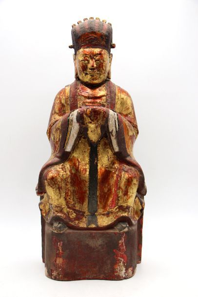 null Chine, XVIIIème siècle

Dignitaire en bois sculpté et peint en rouge et or

Peinture...