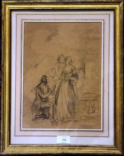 null Achille DEVÉRIA (1800-1857) 

Scène de cour

Crayon sur papier

23 x 31 cm