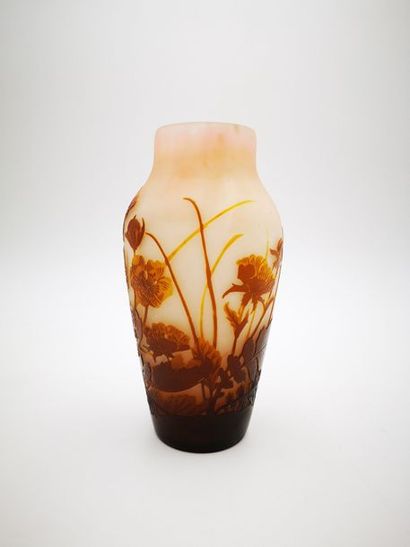 null ETABLISSEMENT GALLE

Vase ovoïde en verre multicouche à décor de fleurettes...