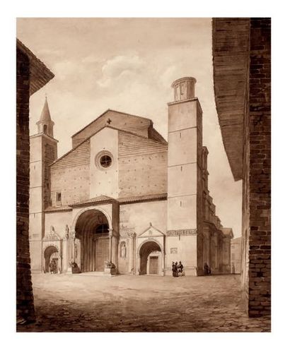 null 2 FEUILLES
A. JOSEPH FRÉDÉRIC DEBACQ (1800 - 1892)
L'église de Borgo San Donnino,...