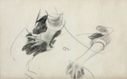 GIUSEPPE BOLDINI (FERRARE 1842 - PARIS 1931) 
Etude de deux bras de femme gantés
Crayon...